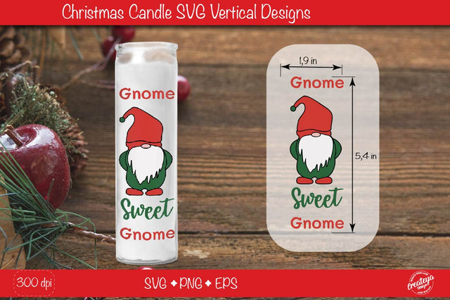 Christmas candles| Christmas candle SVG| Gnome sweet Gnome Dollar tree Christmas candle SVG SVG Createya Design 