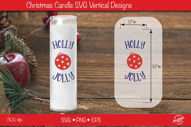 Christmas candles| Christmas candle SVG| Holly Jolly| Dollar tree Christmas candle SVG SVG Createya Design 