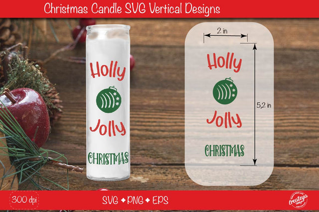 Christmas candles| Christmas candle SVG| Holly Jolly| Dollar tree Christmas candle SVG SVG Createya Design 