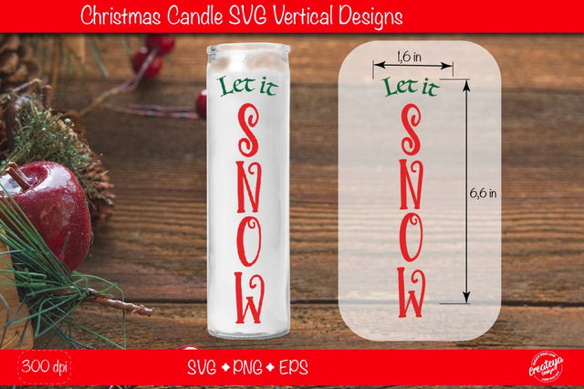 Christmas candles| Christmas candle SVG| Let it Snow| Dollar tree Christmas candle SVG SVG Createya Design 