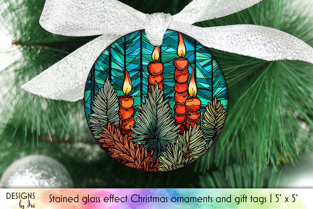 Christmas Candles Ornament Design Sublimation Designs by Ira 