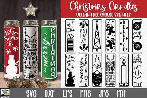 Christmas Candles SVG Bundle #2 - Dollar Tree Candle Files SVG Old Market 