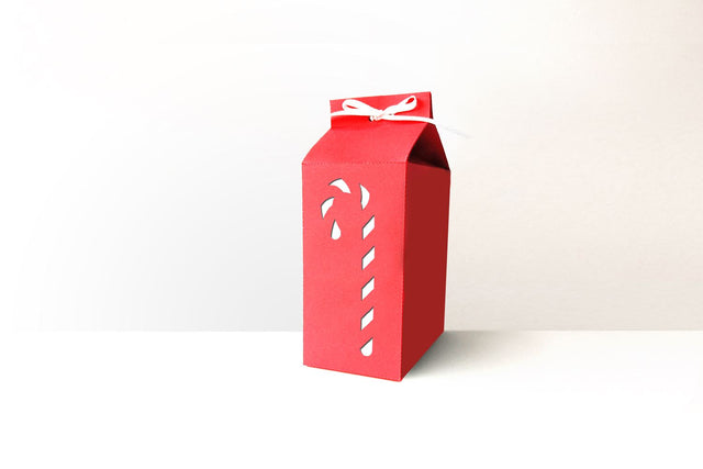 Christmas Candy Cane Milk Carton Box SVG 3D Paper Risa Rocks It 