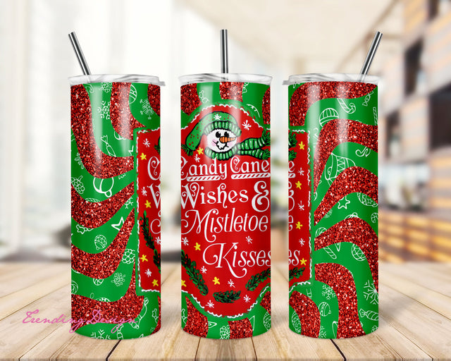 Christmas Candy Cane Wishes Christmas 20oz Skinny Tumbler Sublimation Designs for Straight/Tapered Tumbler PNG File Digital Download Sublimation TrendingDesign 