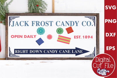 Christmas Candy Co Sign, Vintage Christmas Farmhouse Svg SVG Crafty Mama Studios 