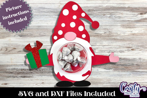 Christmas Candy Dome Holder, Candy Ornament Gnome Svg SVG Crafty Mama Studios 