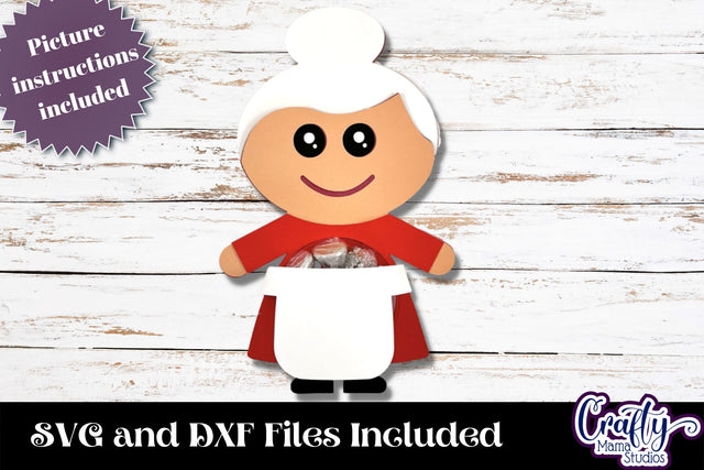 Christmas Candy Dome Holder, Candy Ornament Mrs Claus Svg SVG Crafty Mama Studios 