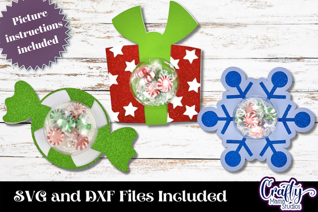 Christmas Candy Dome Holder, Candy Ornament Present Bundle SVG Crafty Mama Studios 