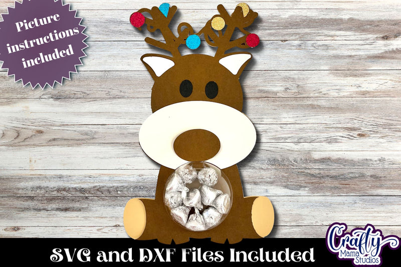 Christmas Candy Dome Holder, Candy Ornament Reindeer Svg SVG Crafty Mama Studios 