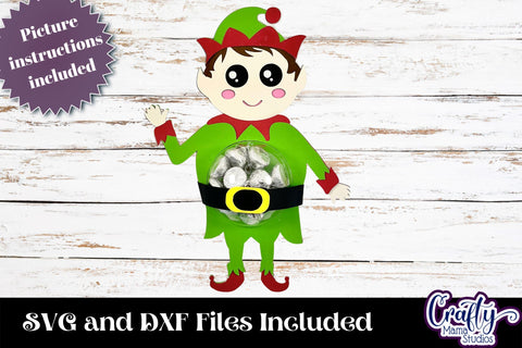 Christmas Candy Dome Holder, Candy Ornament Santa Elf Svg SVG Crafty Mama Studios 