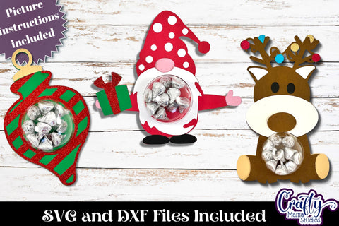 Christmas Candy Dome Ornaments Bundle 2, Paper Candy Holder SVG Crafty Mama Studios 