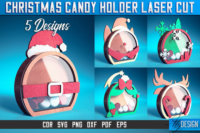 Christmas Candy Holder Laser Cut SVG | Candy Holder Laser Cut SVG Design | CNC Files SVG Fly Design 