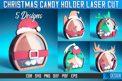 Christmas Candy Holder Laser Cut SVG | Candy Holder Laser Cut SVG Design | CNC Files SVG Fly Design 