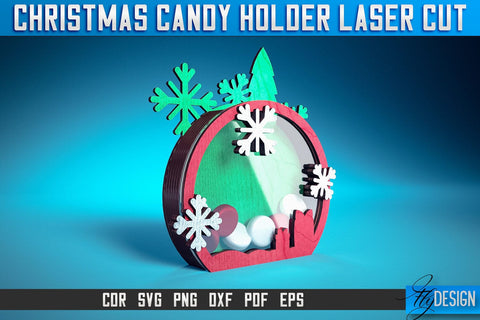 Christmas Candy Holder Laser Cut SVG | Candy Holder Laser Cut SVG Design | CNC Files SVG Fly Design 