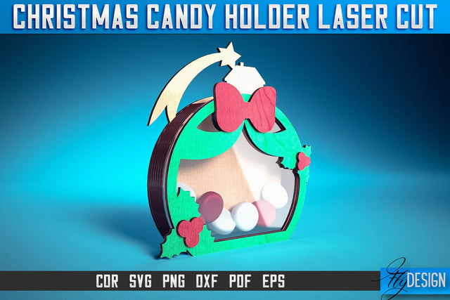 Christmas Candy Holder Laser Cut SVG | Candy Holder Laser Cut SVG Design | CNC Files SVG Fly Design 