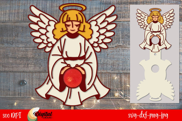 Christmas Candy Holder Layered Design. 3D Christmas Angel LaserCut. SVG Evgenyia Guschina 