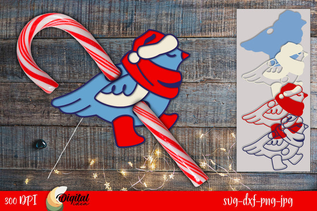 Christmas Candy Holder Layered Design. 3D Christmas Bird LaserCut. SVG Evgenyia Guschina 