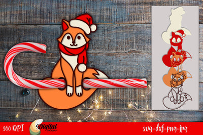 Christmas Candy Holder Layered Design. 3D Merry Christmas Fox LaserCut. SVG Evgenyia Guschina 