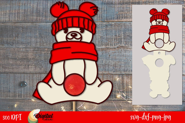 Christmas Candy Holder Layered Design. 3D Polar Bear LaserCut. SVG Evgenyia Guschina 