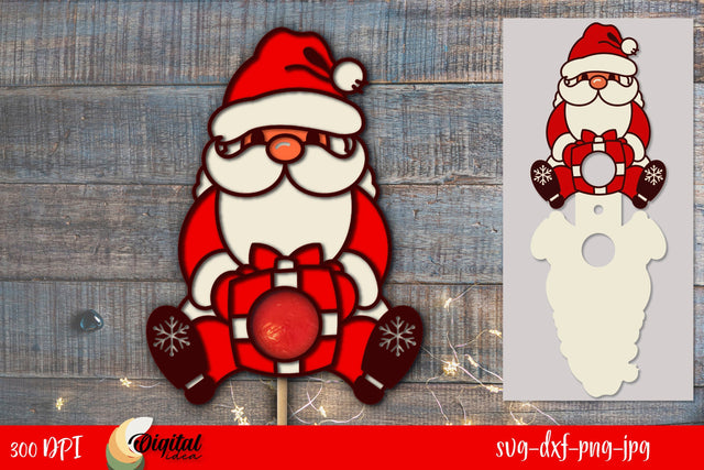 Christmas Candy Holder Layered Design. 3D Santa Claus LaserCut. SVG Evgenyia Guschina 