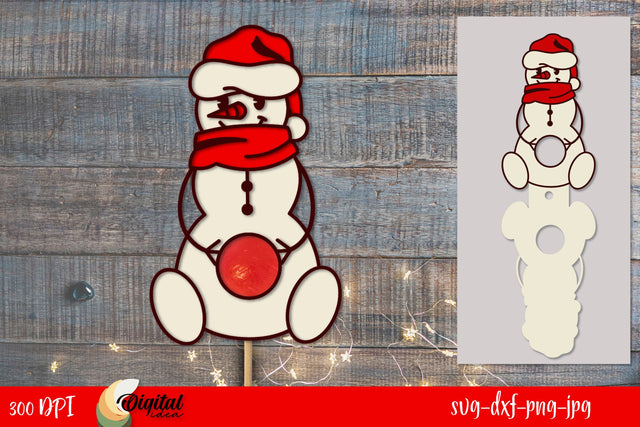 Christmas Candy Holder Layered Design. 3D Snowman LaserCut. SVG Evgenyia Guschina 
