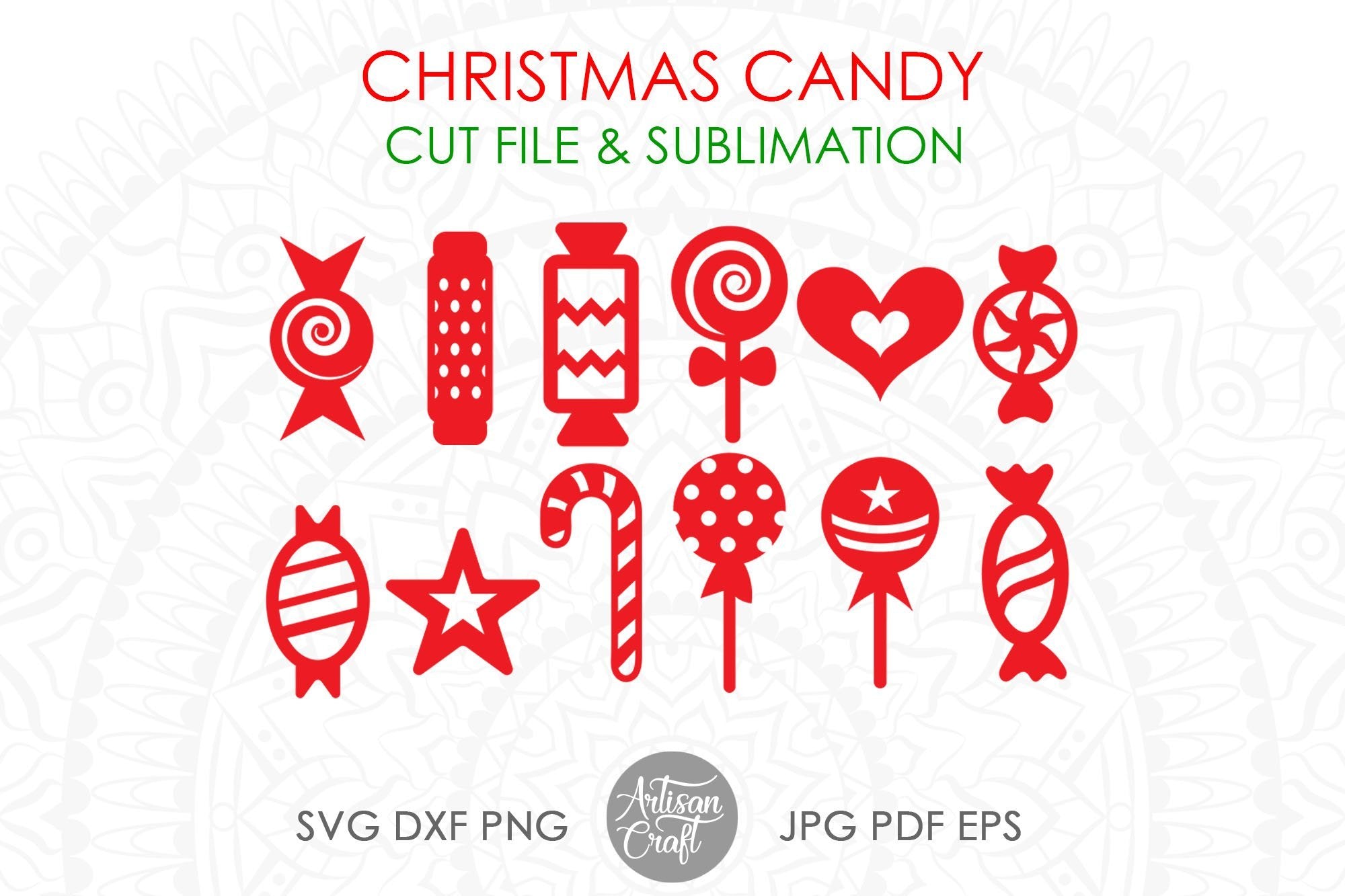 Red Christmas Candy SVG, Candy Cane PNG, Peppermint Candy SVG