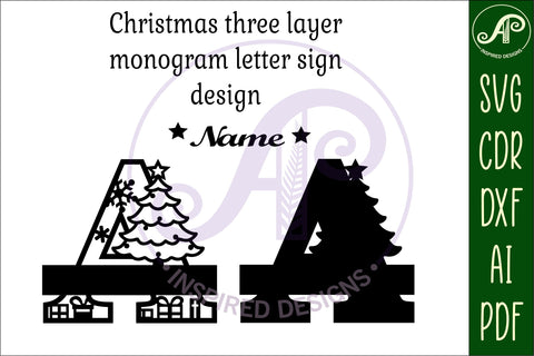 Christmas Capital Monogram Letter A SVG SVG APInspireddesigns 