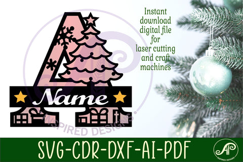 Christmas Capital Monogram Letter A SVG SVG APInspireddesigns 