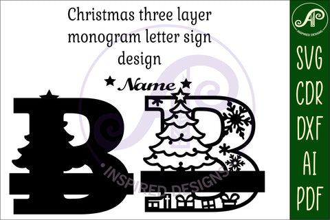 Christmas Capital Monogram Letter B SVG SVG APInspireddesigns 