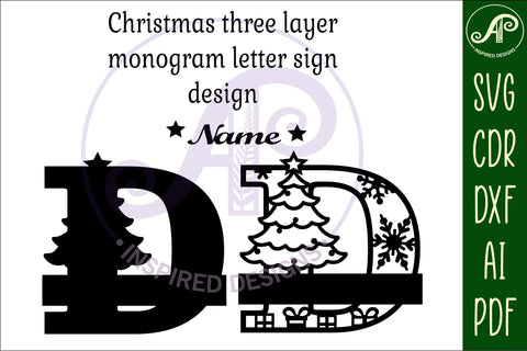 Christmas Capital Monogram Letter D SVG SVG APInspireddesigns 