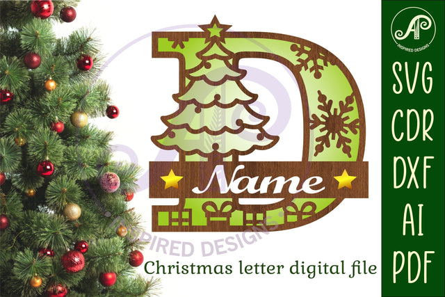 Christmas Capital Monogram Letter D SVG SVG APInspireddesigns 