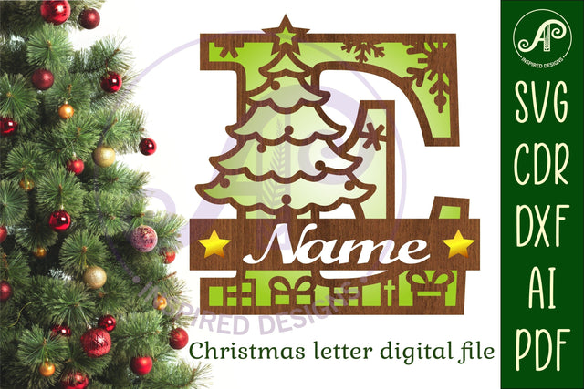 Christmas Capital Monogram Letter E SVG SVG APInspireddesigns 