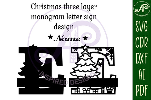 Christmas Capital Monogram Letter E SVG SVG APInspireddesigns 