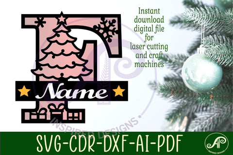 Christmas Capital Monogram Letter F SVG SVG APInspireddesigns 