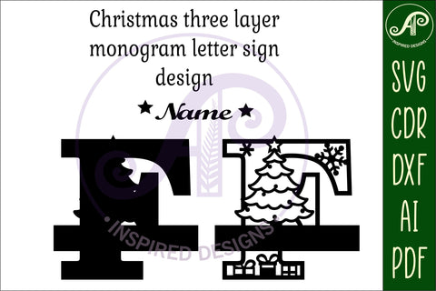 Christmas Capital Monogram Letter F SVG SVG APInspireddesigns 