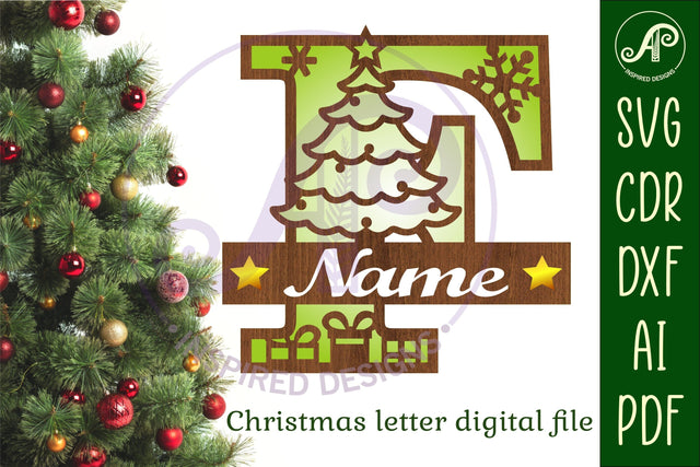 Christmas Capital Monogram Letter F SVG SVG APInspireddesigns 