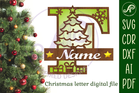 Christmas Capital Monogram Letter F SVG SVG APInspireddesigns 