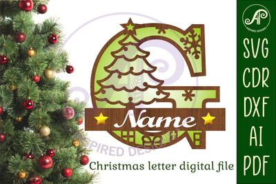 Christmas Capital Monogram Letter G SVG SVG APInspireddesigns 