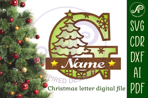 Christmas Capital Monogram Letter G SVG SVG APInspireddesigns 