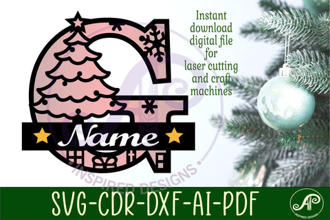 Christmas Capital Monogram Letter G SVG SVG APInspireddesigns 