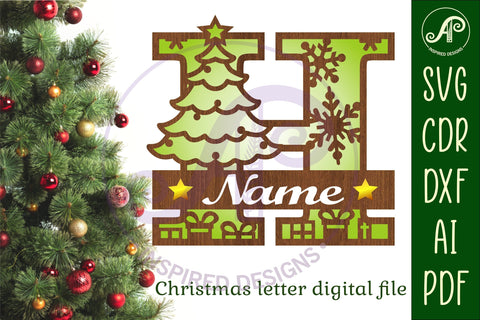 Christmas Capital Monogram Letter H SVG SVG APInspireddesigns 
