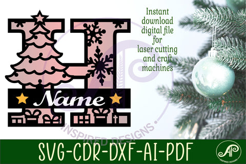 Christmas Capital Monogram Letter H SVG SVG APInspireddesigns 