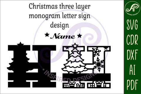 Christmas Capital Monogram Letter H SVG SVG APInspireddesigns 