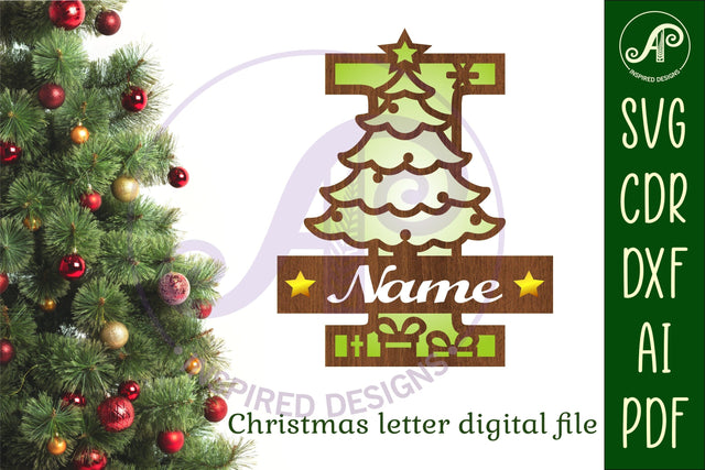 Christmas Capital Monogram Letter I SVG SVG APInspireddesigns 