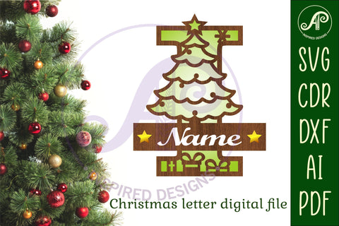 Christmas Capital Monogram Letter I SVG SVG APInspireddesigns 