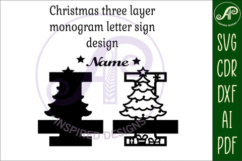 Christmas Capital Monogram Letter I SVG SVG APInspireddesigns 