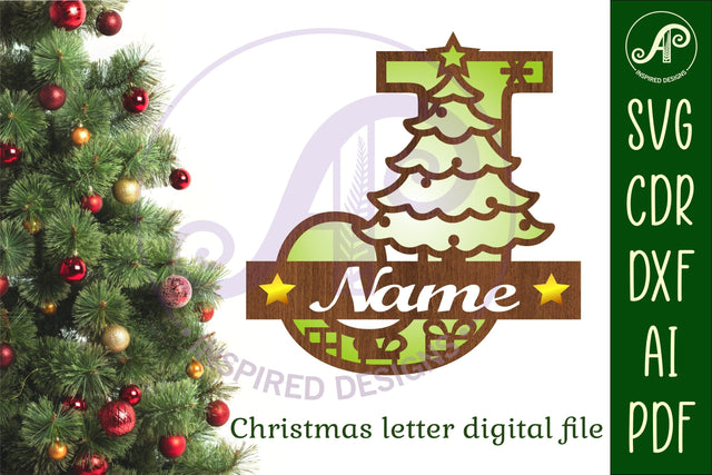 Christmas Capital Monogram Letter J SVG SVG APInspireddesigns 