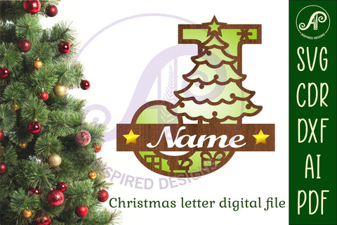 Christmas Capital Monogram Letter J SVG SVG APInspireddesigns 