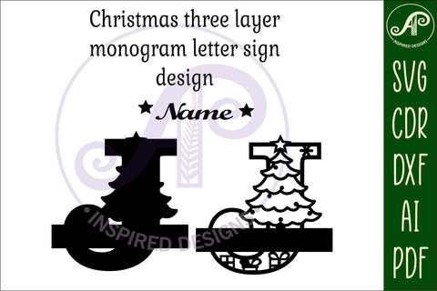 Christmas Capital Monogram Letter J SVG SVG APInspireddesigns 