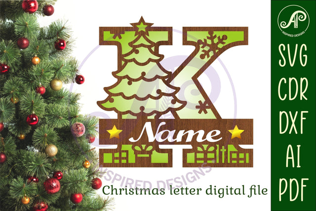 Christmas Capital Monogram Letter K SVG SVG APInspireddesigns 